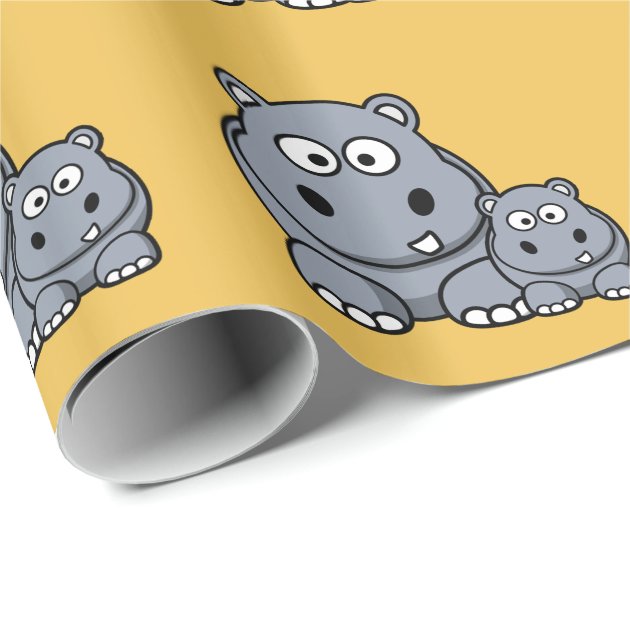 Baby Hippo Family, Cute Wild Safari Wrapping Paper 4/4