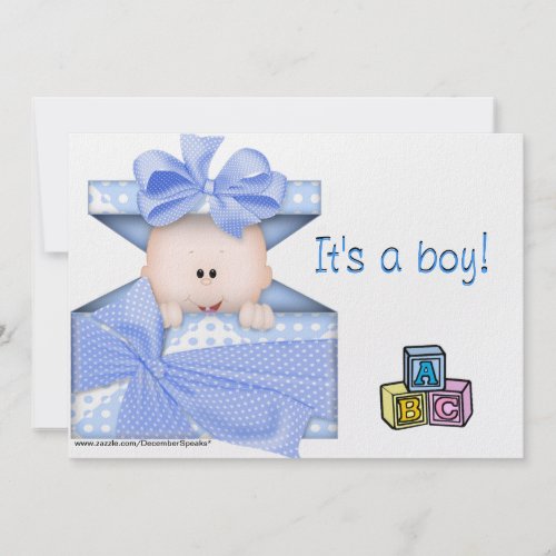 Baby in a gift box-blue zazzle_invitation