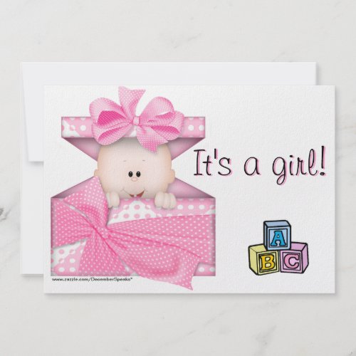 Baby in a gift box-pink zazzle_invitation