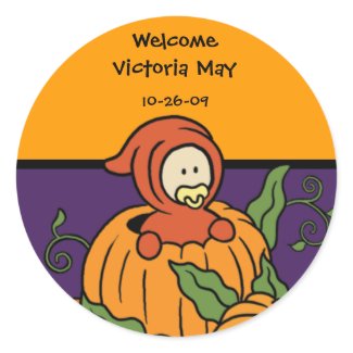 Baby in a Pumpkin Orange/Purple Sticker sticker