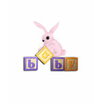 "Baby" in Building Block Letters with Bunny t-shirts