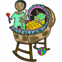 Baby In Crib With Toys