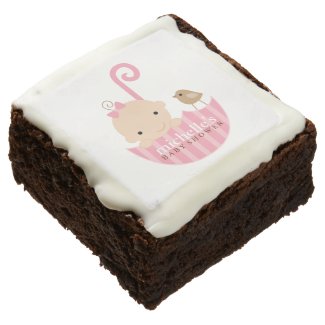 Baby in Pink Umbrella Baby Shower Chocolate Brownie