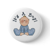 Baby in Sleeper It's a Boy Button