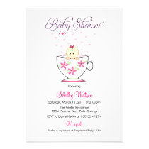Baby in Tea Cup Baby Shower Invitations invitations