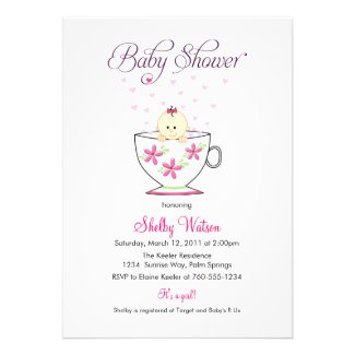 Baby in Tea Cup Baby Shower Invitations