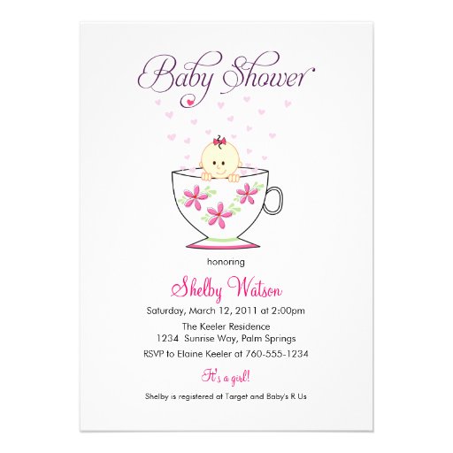 Baby in Tea Cup Baby Shower Invitations