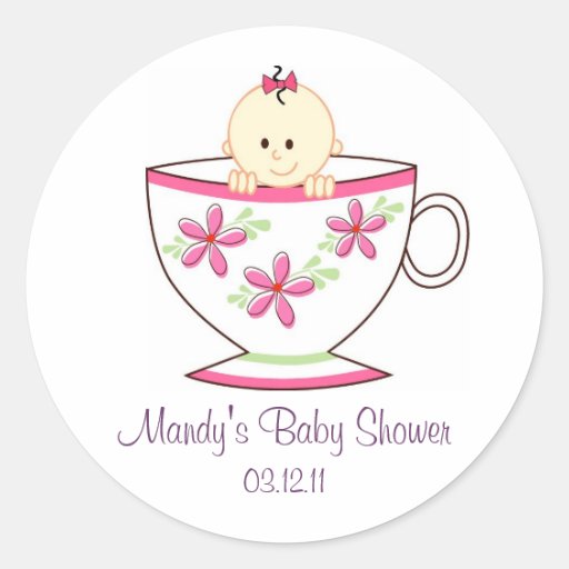 Baby in Tea Cup Stickers / Toppers Zazzle