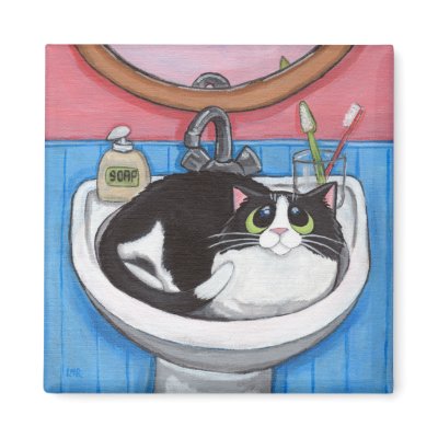 Baby in the Sink - Cat Magnet by LisaMarieArt