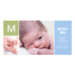 Baby Initial Birth Announcement - Blue photo cards