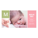 Baby Initial Birth Announcement - Pink photo cards
