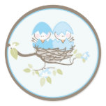 Baby Invitation or Favor Sticker - Twin Birds