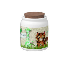 BABY JAR - COTTON BALLS - JUNGLE THEME CANDY JAR