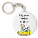 Baby Jesus Feeding His Sheep Keychain keychain