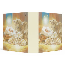 Baby Jesus Nativity with Lambs and Donkey 3 Ring Binders