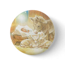 Baby Jesus Nativity with Lambs and Donkey Pin