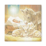 Baby Jesus Nativity with Lambs and Donkey Magnets