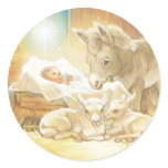 Baby Jesus Nativity with Lambs and Donkey Sticker