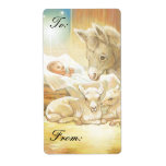 Baby Jesus Nativity with Lambs & Donkey Gift Tags Custom Shipping Label