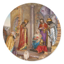 Baby Jesus of Nazareth Born in Bethlehem Round Stickers