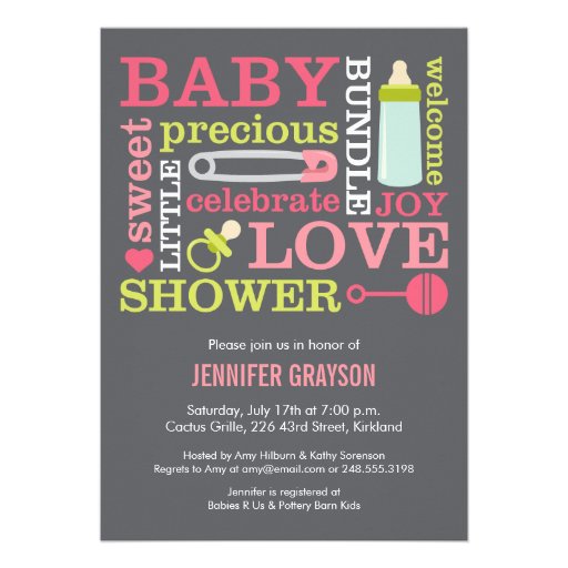 Baby Jumble Baby Shower invitation in Pink