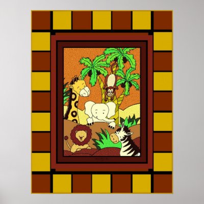 Baby Jungle 11 with Square Border Poster by CookieCrumblers