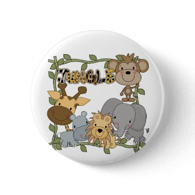 Baby Jungle Animals Tshirts and Gifts Pinback Buttons by toddlersplace