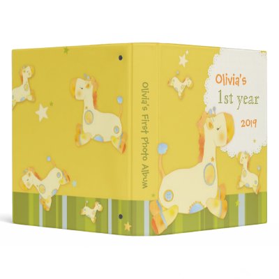 Baby Jungle Giraffe: Baby's First Year Photo Album Vinyl Binder by daphne1024