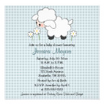Baby Lamb Baby Shower Invitations Blue Gingham