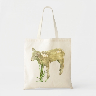 Baby Lamb in Grass Budget Tote Bag