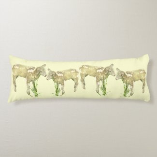 Baby Lambs on Yellow Body Pillow