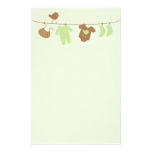 Baby Laundry (green) Stationery Paper