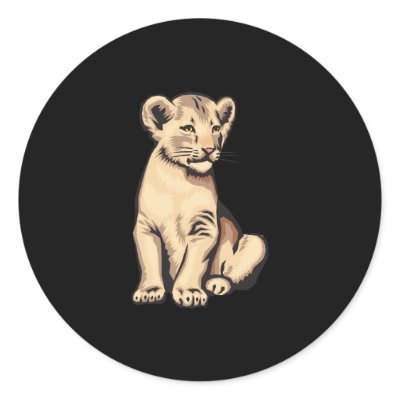 baby lion cub round stickers by doonidesignsanimals