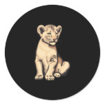 baby lion cub round stickers