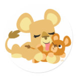 Baby Lion's Bath round sticker