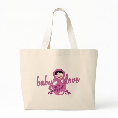 baby love babooshka doll in pink tote bag by JazzyDesigner