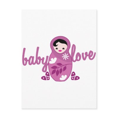 baby love babooshka doll in pink post cards by JazzyDesigner