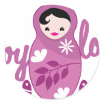 baby love babooshka doll in pink round sticker