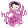 baby love babooshka doll in pink round sticker