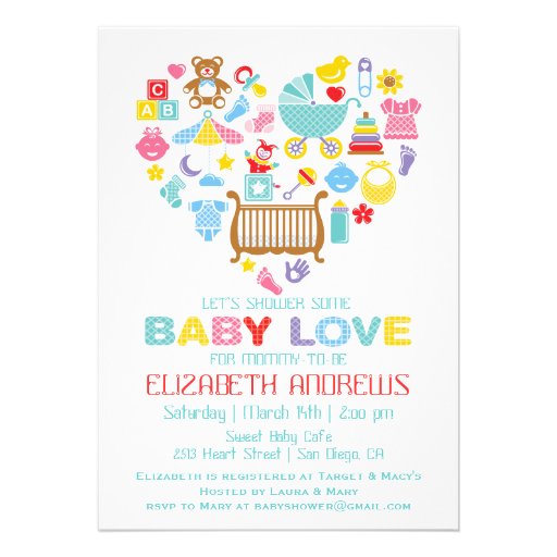 Baby Love Heart Shower Invitation