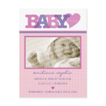 Baby Love Pink Birth Announcement Postcard by minkideluxe Baby Love Pink Birth Announcement Postcard