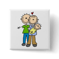 Baby Makes Three T-shirts and Gifts Pinback Button