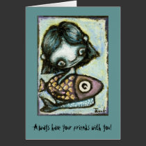 Baby mermaid with fish by Tanya Bond cards by tanyabond Baby mermaid with fish by Tanya Bond cards
