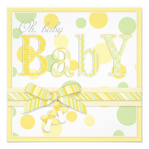 Baby Mint Yellow Dots Baby Shower Personalized Invitations