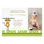 Baby Monkey Boys Photo Birthday Invitations