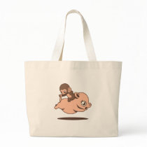 Baby Monkey (Going Backwards on a Pig) Tote Bags