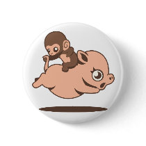 Baby Monkey (Going Backwards on a Pig) Pinback Button