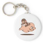 Baby Monkey (Going Backwards on a Pig) keychains