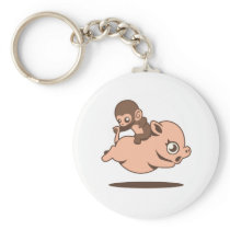 Baby Monkey (Going Backwards on a Pig) Key Chains