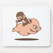 Baby Monkey (Going Backwards on a Pig) Mouse Pads